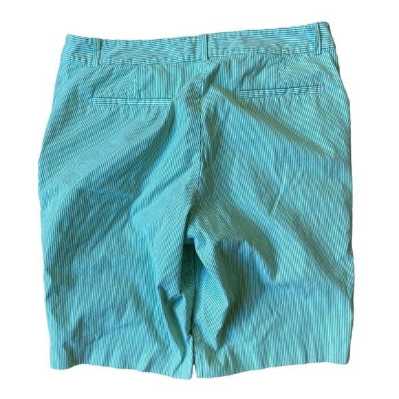 Lauren Ralph Lauren Active Bermuda Shorts Womens 10 Green White Seersucker Prepp - Picture 3 of 8